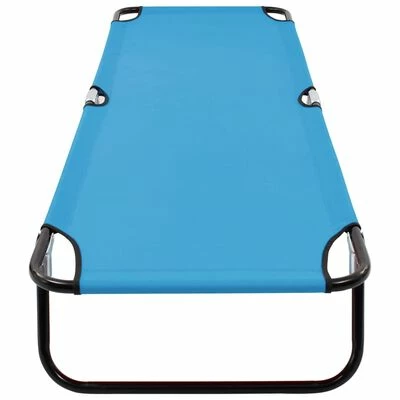 VidaXL Chaise longue pliable Acier Bleu turquoise 7 VidaXL Chaise longue pliable Acier Bleu turquoise – Image 5