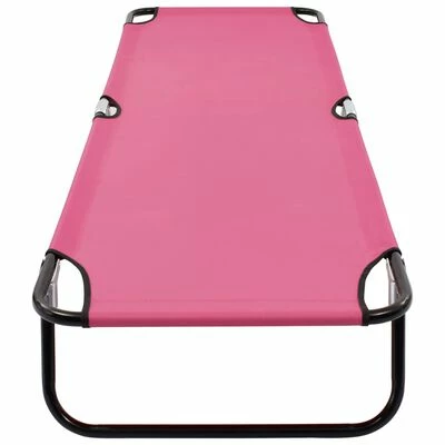 VidaXL Chaise longue pliable Acier Rose 7 VidaXL Chaise longue pliable Acier Rose – Image 5