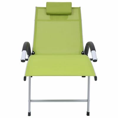 VidaXL Chaise longue Aluminium textilène Vert 7 VidaXL Chaise longue Aluminium textilène Vert – Image 5