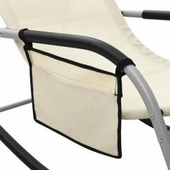 VidaXL Chaise longue Textilène Crème et gris 12 VidaXL Chaise longue Textilène Crème et gris -Bains de soleil Soldes image 5 310506