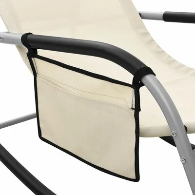 VidaXL Chaise longue Textilène Crème et gris 7 VidaXL Chaise longue Textilène Crème et gris – Image 5