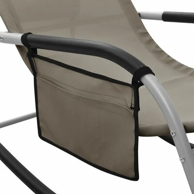 VidaXL Chaise longue Textilène Taupe et gris 7 VidaXL Chaise longue Textilène Taupe et gris – Image 5