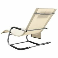 VidaXL Chaises longues 2 pcs Textilène Crème et gris -Bains de soleil Soldes image 5 310510