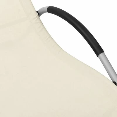 VidaXL Chaise longue Textilène Crème et gris 7 VidaXL Chaise longue Textilène Crème et gris – Image 5
