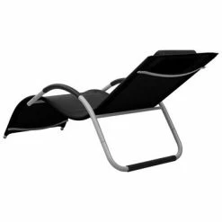 VidaXL Chaises longues Textilène 2 pcs Noir et gris -Bains de soleil Soldes image 5 310517