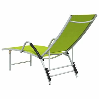 VidaXL Chaise longue Textilène et aluminium Vert 7 VidaXL Chaise longue Textilène et aluminium Vert – Image 5