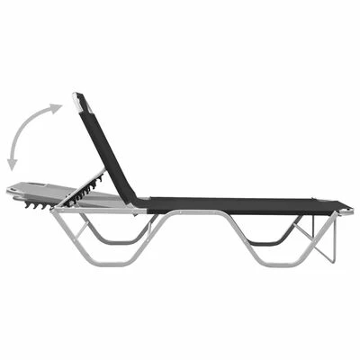 VidaXL Chaise longue Aluminium et textilène Noir 7 VidaXL Chaise longue Aluminium et textilène Noir – Image 5