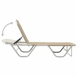 VidaXL Chaise longue Aluminium et textilène Crème 12 VidaXL Chaise longue Aluminium et textilène Crème -Bains de soleil Soldes image 5 310526