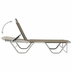 VidaXL Chaise longue Aluminium et textilène Taupe 12 VidaXL Chaise longue Aluminium et textilène Taupe -Bains de soleil Soldes image 5 310527