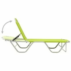 VidaXL Chaise longue Aluminium et textilène Vert 12 VidaXL Chaise longue Aluminium et textilène Vert -Bains de soleil Soldes image 5 310528