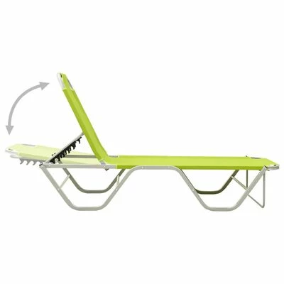 VidaXL Chaise longue Aluminium et textilène Vert 7 VidaXL Chaise longue Aluminium et textilène Vert – Image 5