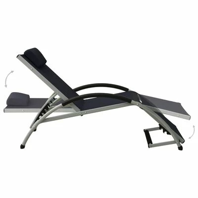 VidaXL Chaise longue avec oreiller Textilène Noir 7 VidaXL Chaise longue avec oreiller Textilène Noir – Image 5