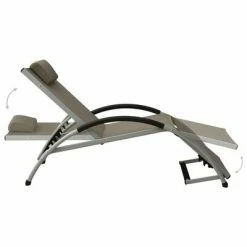 VidaXL Chaise longue avec oreiller Textilène Taupe 12 VidaXL Chaise longue avec oreiller Textilène Taupe -Bains de soleil Soldes image 5 310531