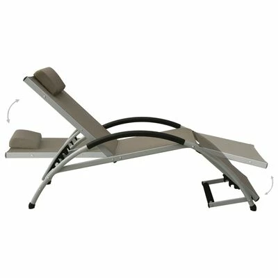 VidaXL Chaise longue avec oreiller Textilène Taupe 7 VidaXL Chaise longue avec oreiller Textilène Taupe – Image 5