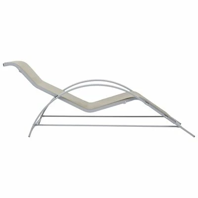 VidaXL Chaises longues 2 pcs avec table Aluminium Crème 7 VidaXL Chaises longues 2 pcs avec table Aluminium Crème – Image 5