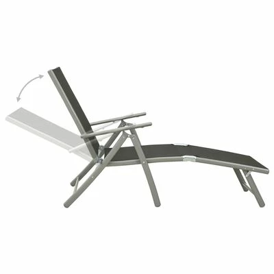 VidaXL Chaise longue pliable Textilène et aluminium Noir et argenté 7 VidaXL Chaise longue pliable Textilène et aluminium Noir et argenté – Image 5