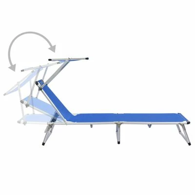 VidaXL Chaises longues pliables et toit 2 pcs Aluminium textilène Bleu 7 VidaXL Chaises longues pliables et toit 2 pcs Aluminium textilène Bleu – Image 5