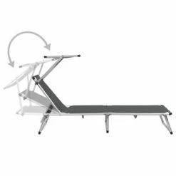VidaXL Chaises longues pliables et toit 2 pcs Aluminium textilène Gris 12 VidaXL Chaises longues pliables et toit 2 pcs Aluminium textilène Gris -Bains de soleil Soldes image 5 312460