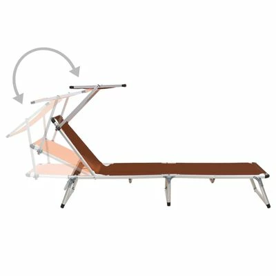 VidaXL Chaises longues pliables toit 2 pcs Aluminium textilène Marron 7 VidaXL Chaises longues pliables toit 2 pcs Aluminium textilène Marron – Image 5