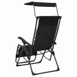 VidaXL Chaise pliable de terrasse Textilène Noir 12 VidaXL Chaise pliable de terrasse Textilène Noir -Bains de soleil Soldes image 5 312467
