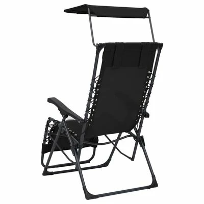 VidaXL Chaise pliable de terrasse Textilène Noir 7 VidaXL Chaise pliable de terrasse Textilène Noir – Image 5