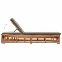 VidaXL Chaise longue avec coussin gris foncé Bois de teck solide -Bains de soleil Soldes image 5 316038
