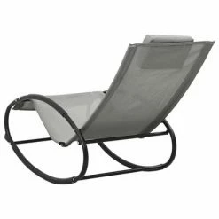 VidaXL Chaise longue avec oreiller Acier et textilène Gris 12 VidaXL Chaise longue avec oreiller Acier et textilène Gris -Bains de soleil Soldes image 5 317584