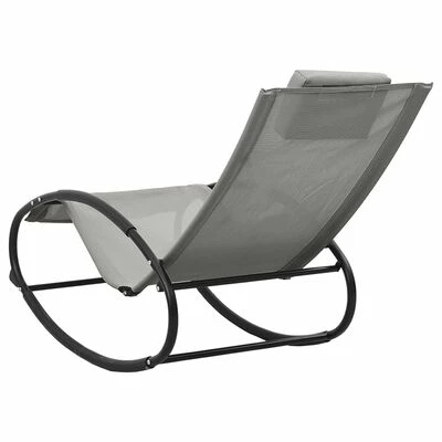VidaXL Chaise longue avec oreiller Acier et textilène Gris 7 VidaXL Chaise longue avec oreiller Acier et textilène Gris – Image 5
