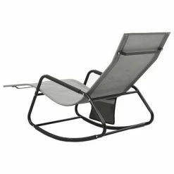 VidaXL Chaise longue Acier et textilène Gris 12 VidaXL Chaise longue Acier et textilène Gris -Bains de soleil Soldes image 5 317592