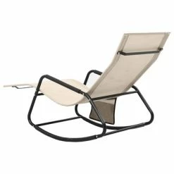 VidaXL Chaise longue Acier et textilène Crème 12 VidaXL Chaise longue Acier et textilène Crème -Bains de soleil Soldes image 5 317593