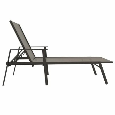 VidaXL Chaise longue Acier et tissu textilène Gris 7 VidaXL Chaise longue Acier et tissu textilène Gris – Image 5