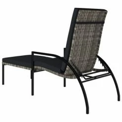 VidaXL Chaise longue avec repose-pied Résine tressée Gris 12 VidaXL Chaise longue avec repose-pied Résine tressée Gris -Bains de soleil Soldes image 5 317630