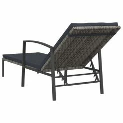 VidaXL Chaise longue de jardin avec coussin Résine tressée Gris 12 VidaXL Chaise longue de jardin avec coussin Résine tressée Gris -Bains de soleil Soldes image 5 317636