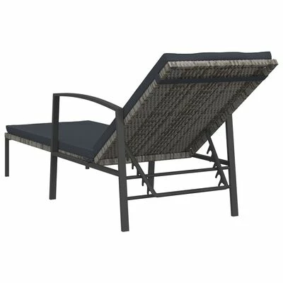 VidaXL Chaise longue de jardin avec coussin Résine tressée Gris 7 VidaXL Chaise longue de jardin avec coussin Résine tressée Gris – Image 5