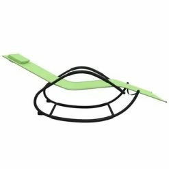 VidaXL Chaises longues à bascule 2 pcs Vert Acier et textilène -Bains de soleil Soldes image 5 318135