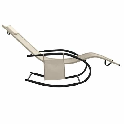 VidaXL Chaises longues à bascule 2 pcs Crème Acier et textilène 7 VidaXL Chaises longues à bascule 2 pcs Crème Acier et textilène – Image 5