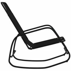 VidaXL Chaises longues à bascule 2 pcs Noir Acier et textilène 12 VidaXL Chaises longues à bascule 2 pcs Noir Acier et textilène -Bains de soleil Soldes image 5 318140