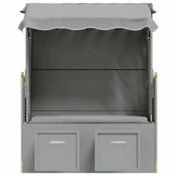 VidaXL Strandkorb avec auvent Résine tressée et bois solide Gris 12 VidaXL Strandkorb avec auvent Résine tressée et bois solide Gris -Bains de soleil Soldes image 5 318650