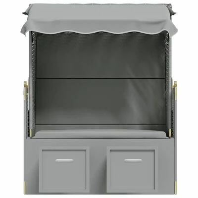 VidaXL Strandkorb avec auvent Résine tressée et bois solide Gris 7 VidaXL Strandkorb avec auvent Résine tressée et bois solide Gris – Image 5