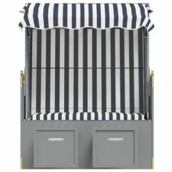 VidaXL Strandkorb avec auvent Résine tressée et bois solide Bleu blanc 12 VidaXL Strandkorb avec auvent Résine tressée et bois solide Bleu blanc -Bains de soleil Soldes image 5 318651