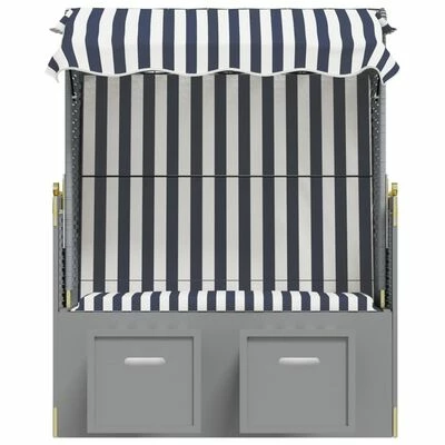 VidaXL Strandkorb avec auvent Résine tressée et bois solide Bleu blanc 7 VidaXL Strandkorb avec auvent Résine tressée et bois solide Bleu blanc – Image 5