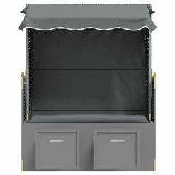 VidaXL Strandkorb avec auvent Résine tressée et bois solide Anthracite 12 VidaXL Strandkorb avec auvent Résine tressée et bois solide Anthracite -Bains de soleil Soldes image 5 318653