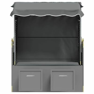 VidaXL Strandkorb avec auvent Résine tressée et bois solide Anthracite 7 VidaXL Strandkorb avec auvent Résine tressée et bois solide Anthracite – Image 5