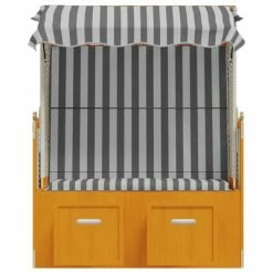 VidaXL Strandkorb avec auvent Résine tressée et bois solide Blanc gris -Bains de soleil Soldes image 5 318654