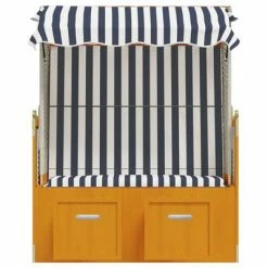 VidaXL Strandkorb avec auvent Résine tressée et bois solide Blanc bleu 12 VidaXL Strandkorb avec auvent Résine tressée et bois solide Blanc bleu -Bains de soleil Soldes image 5 318655