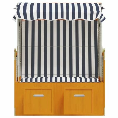 VidaXL Strandkorb avec auvent Résine tressée et bois solide Blanc bleu 7 VidaXL Strandkorb avec auvent Résine tressée et bois solide Blanc bleu – Image 5