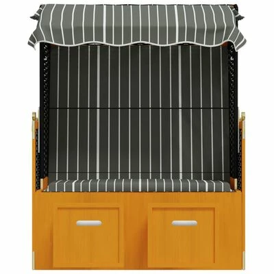 VidaXL Strandkorb avec auvent Résine tressée et bois solide Noir gris 7 VidaXL Strandkorb avec auvent Résine tressée et bois solide Noir gris – Image 5