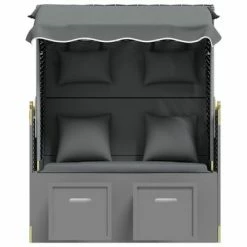 VidaXL Strandkorb avec coussin Résine tressée bois solide Anthracite 12 VidaXL Strandkorb avec coussin Résine tressée bois solide Anthracite -Bains de soleil Soldes image 5 318662