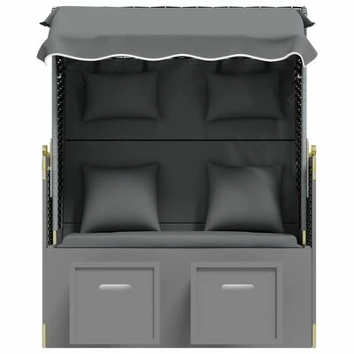 VidaXL Strandkorb avec coussin Résine tressée bois solide Anthracite 7 VidaXL Strandkorb avec coussin Résine tressée bois solide Anthracite – Image 5