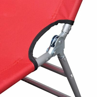 VidaXL Chaise longue avec coussin de tête Acier enduit de poudre Rouge 7 VidaXL Chaise longue avec coussin de tête Acier enduit de poudre Rouge – Image 5